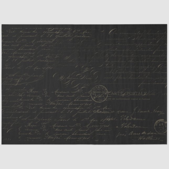 Skripthandschrift Handgeschriebenes Ephemera-Dekou Seidenpapier (Vorderseite)