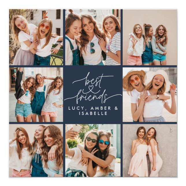 Skriptherz Marine moderne Multi-Foto beste Freunde Poster (Vorderseite)