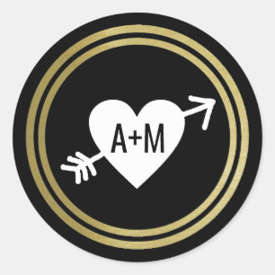 Skriptinitialen Hochzeit der vertikalen Liebe Runder Aufkleber