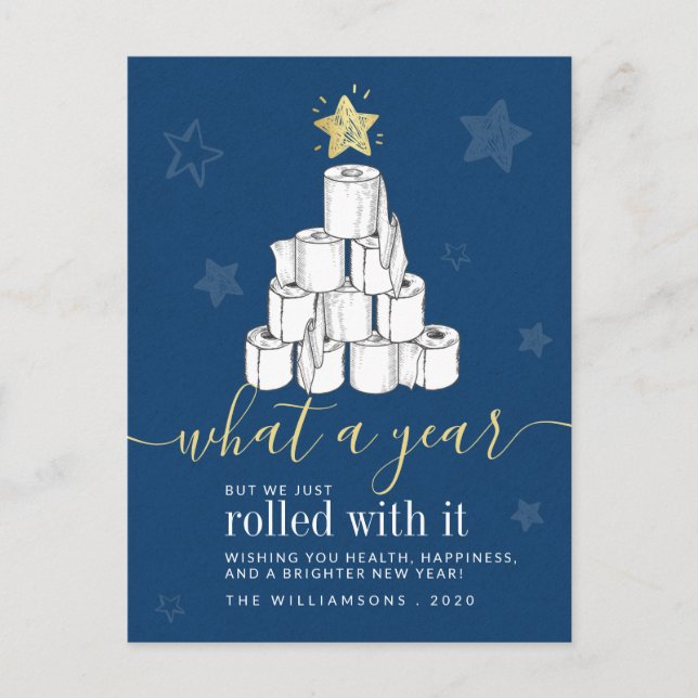 Skriptjahr 2020 Weihnachtsbaumtoilettenpapier Feiertagspostkarte (Vorderseite)