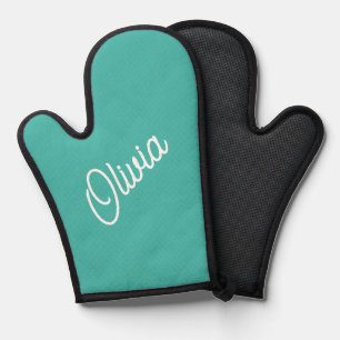 Skriptmonogramm aquamarin ofenhandschuh