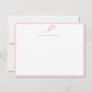 Skriptmonogramm-Elegante Blush Pink Einfache Vorla Mitteilungskarte