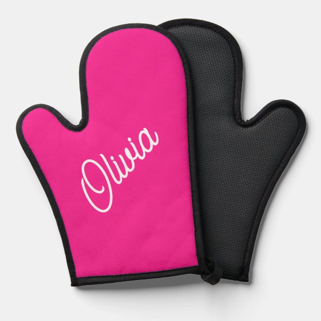 Skriptmonogramm, heißrosa ofenhandschuh (Vorderseite/Rückseite)