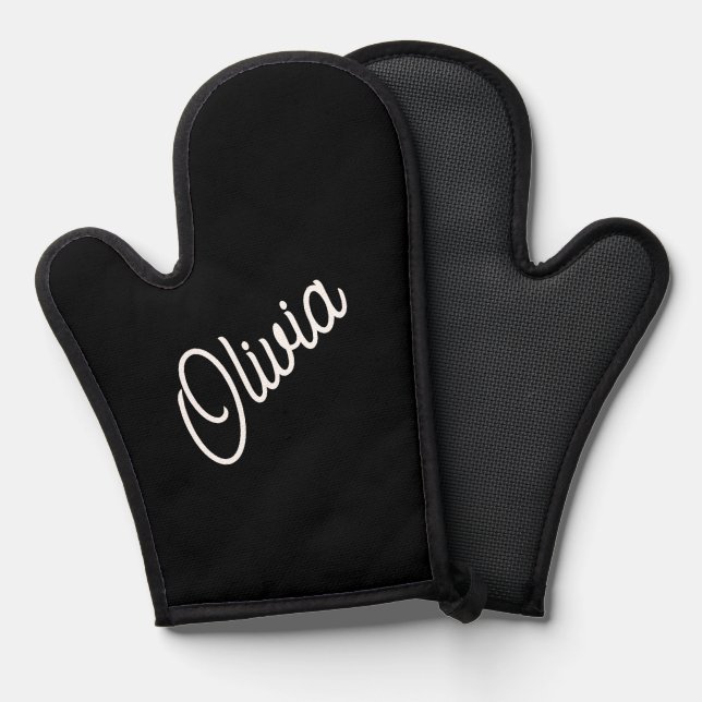 Skriptmonogramm, schwarz ofenhandschuh (Vorderseite/Rückseite)