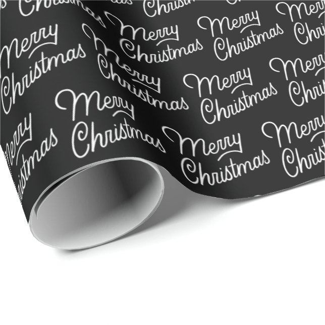 Skriptmuster Merry Christmas Wrapping Paper Geschenkpapier (Rolleneckpunkt)