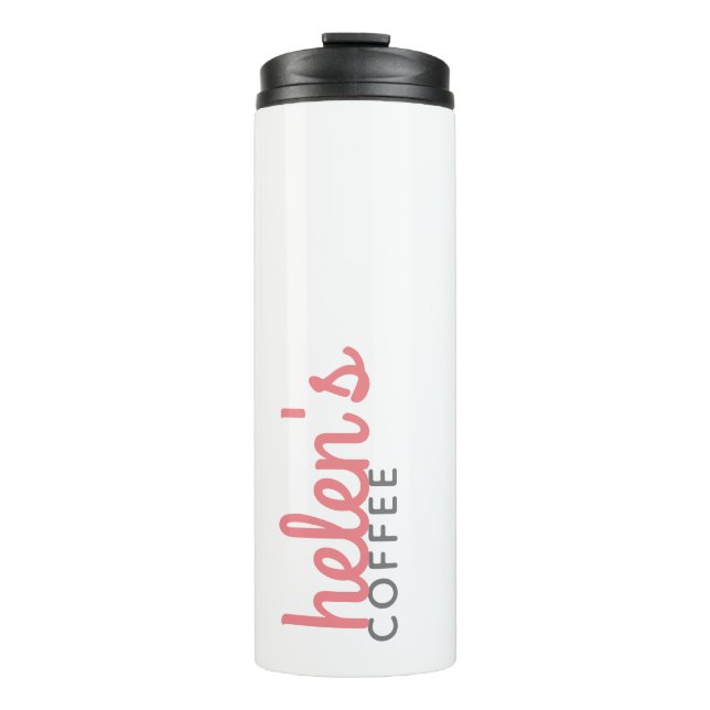 Skriptname Coffee Tumbler Custom Geschenk in Pink Thermosbecher (Vorderseite)