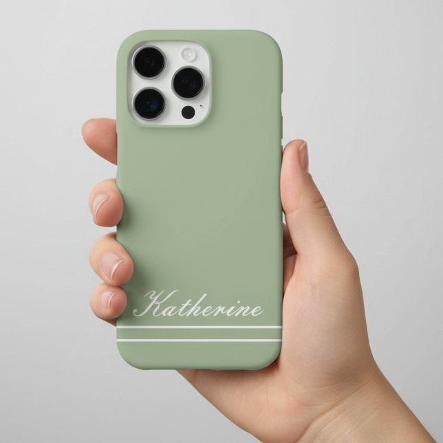 Skriptname Minimalistisches Grün Eukalyptus iPhone 16 Pro Hülle (Von Creator hochgeladen)