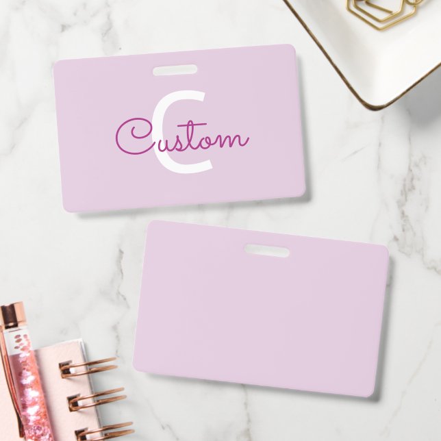 Skriptname & Monogramm | Magenta & Helllila Ausweis (Büro)