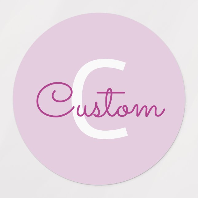 Skriptname & Monogramm | Magenta & Helllila Etiketten (Design 1)