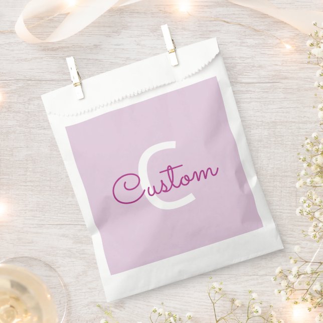 Skriptname & Monogramm | Magenta & Helllila Geschenktütchen (Ausgeschnitten)