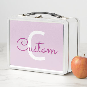 Skriptname & Monogramm Magenta & Helllila Metall Brotdose