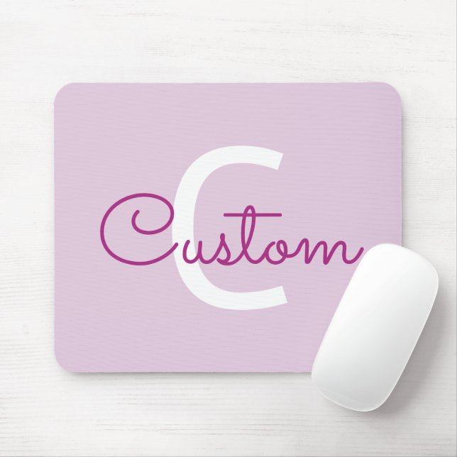 Skriptname & Monogramm | Magenta & Helllila Mousepad (Mit Mouse)