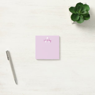 Skriptname & Monogramm Magenta & Helllila Post-it Klebezettel