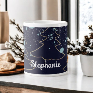 Skriptname niedliche Kabinennavy Goldbaum weiße Pu Jumbo-Tasse