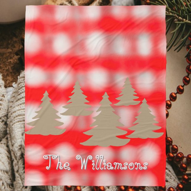 Skriptname niedliche Tartan-Goldbäume Fleecedecke (Von Creator hochgeladen)