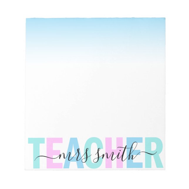 Skriptname Pink Lila Aqua Ombre Farben Notizblock (Vorderseite)