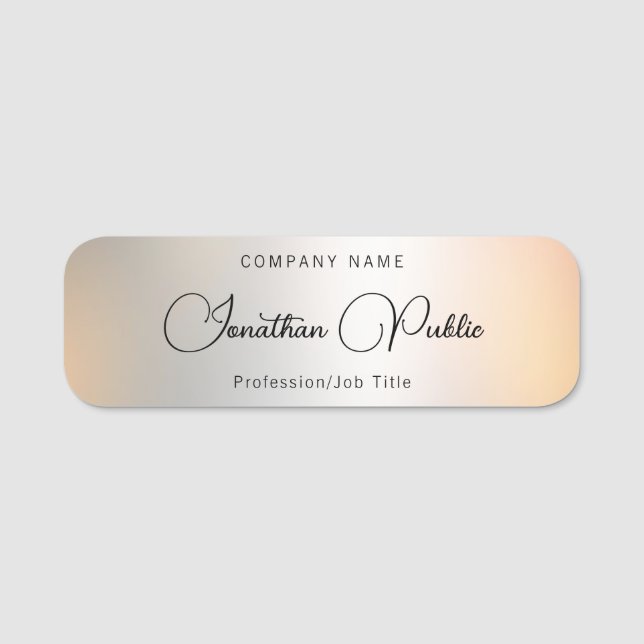 Skriptname Silver Template Elegante Typografie Namensschild (Vorderseite)