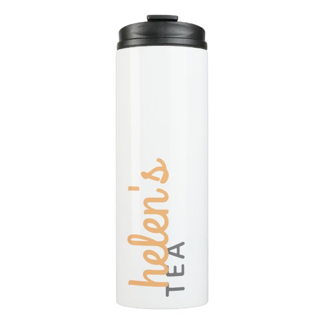 Skriptname Tee Tumbler Custom Geschenk in Orange Thermosbecher (Vorderseite)