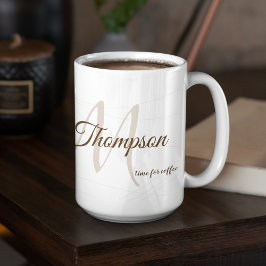Skriptname und Anfangsbezeichnung (Monogramm) weiß Kaffeetasse