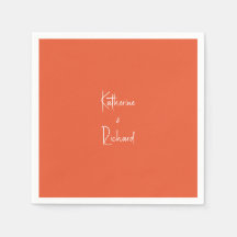 Skriptnamen Orange Wedding Cocktail Napkins