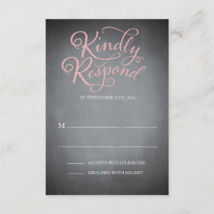 Skriptptreaktion mit rosa Farbe RSVP Karte