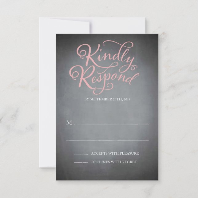 Skriptptreaktion mit rosa Farbe RSVP Karte (Vorderseite)