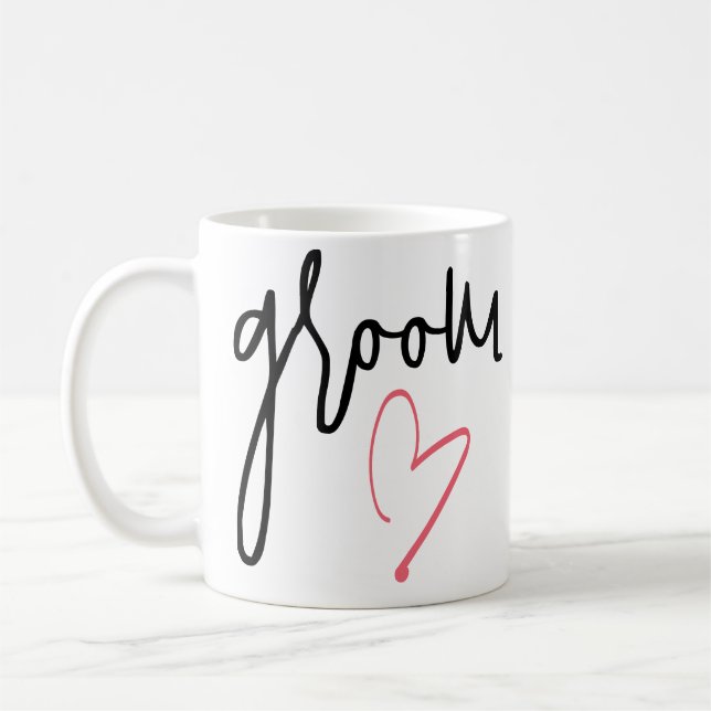 Skriptraum mit rot-rosa Hochzeitskaffee-Tasse Kaffeetasse (Links)