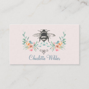 Skriptsignatur Custom Bee Floral Dusty Pink Telefonnummerkarte