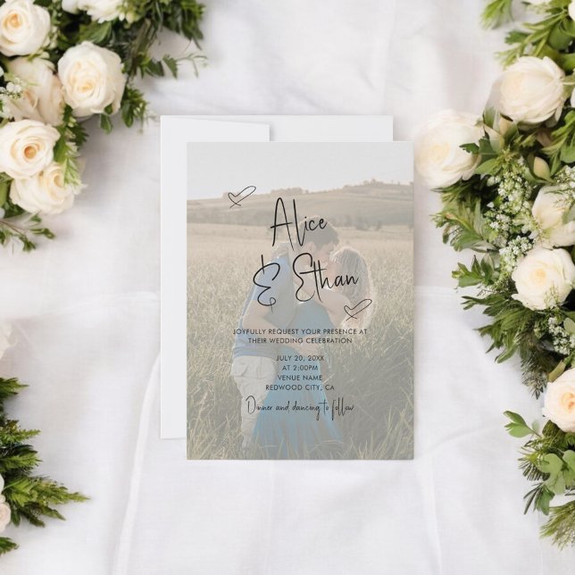 Skriptsignatur Herz-Foto Hochzeit Einladung (Von Creator hochgeladen)