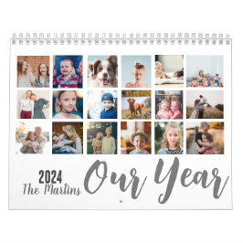 Skripttext mit einfacher Foto-Rasterfamilie Kalender