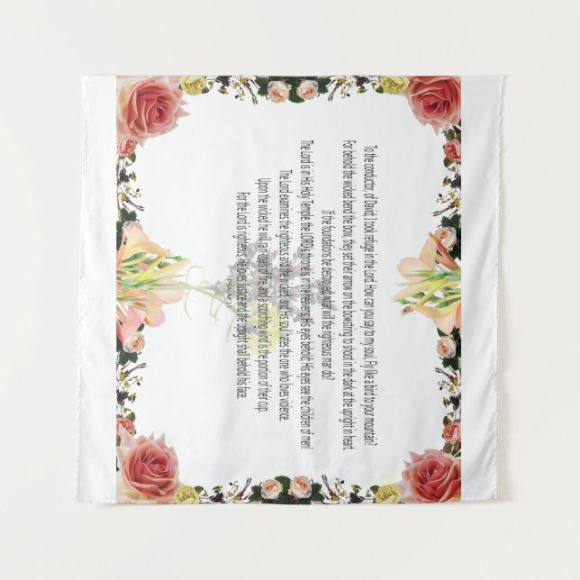 Skripture, Psalm 11, Colorful Flower Wandteppich (Vorderseite (Horizontal))