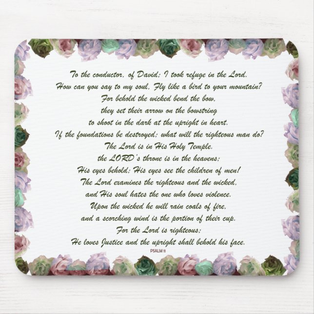 Skripture, Psalm 11, Colorful Roses Mousepad (Vorne)