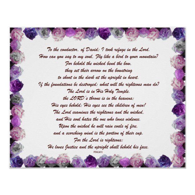 Skripture, Psalm 11, Purple Roses Poster (Vorderseite)