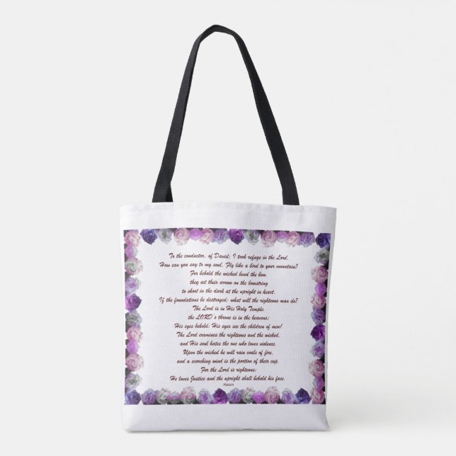 Skripture, Psalm 11, Purple Roses Tasche (Rückseite)