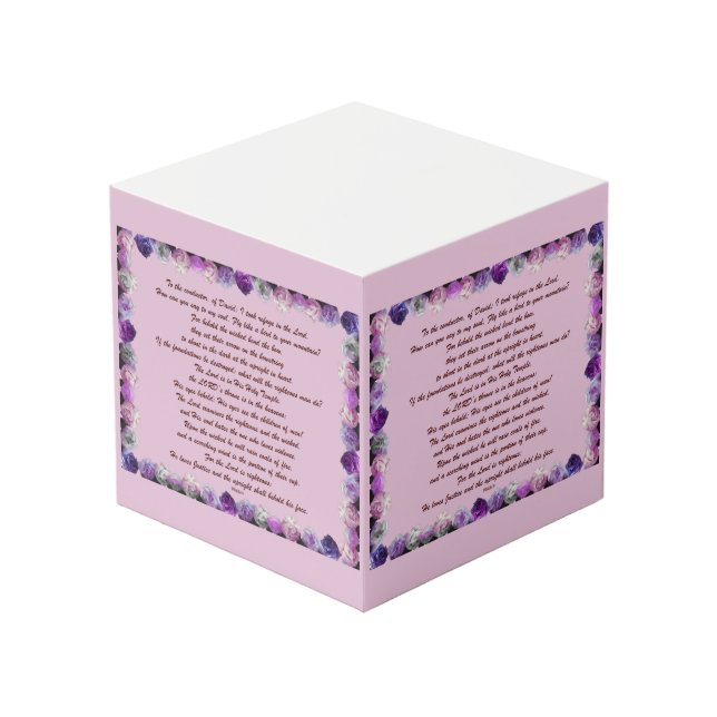 Skripture, Psalm 11, Purple Roses Würfel (Vorderseite Schrägansicht)
