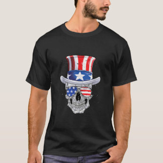 Skull 4. Juli Uncle Sam Men USA American Flag T-Shirt