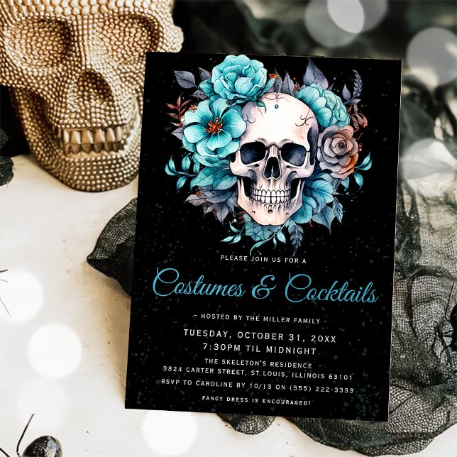Skull Adult Kostüme & Cocktail Halloween-Party Einladung (Von Creator hochgeladen)