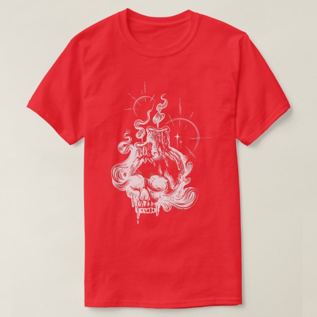 Skull and Candles Skeleton Head Gothic Occult T-Sh T-Shirt (Design vorne)