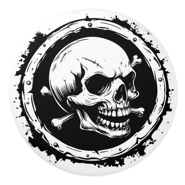 Skull and Cross Bones Design Keramikknauf (Vorderseite)