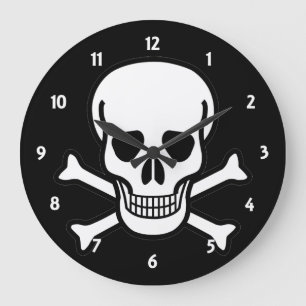 Skull and Crossbones Große Wanduhr