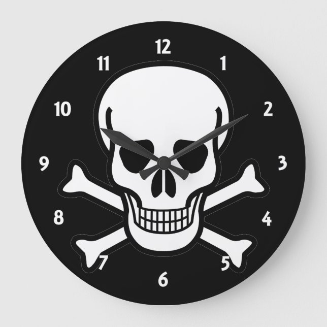 Skull and Crossbones Große Wanduhr (Vorderseite)