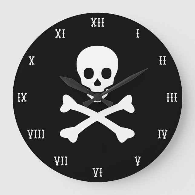 Skull and Crossbones Große Wanduhr (Vorderseite)