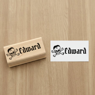 Skull and Crossbones with Custom Name Stamp Gummistempel