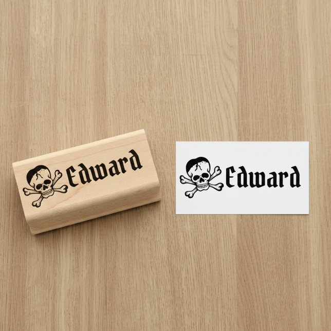 Skull and Crossbones with Custom Name Stamp Gummistempel (Skull and crossbones name stamp. ☠️)