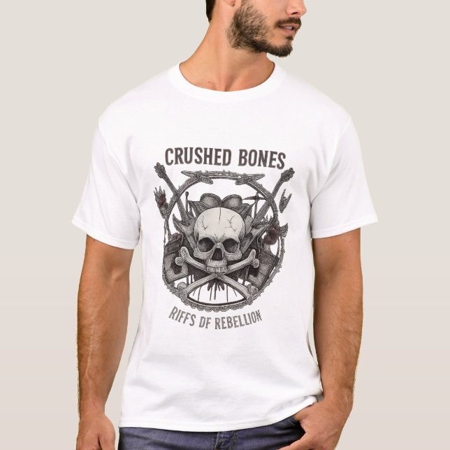 Skull and Guitars Rock & Roll Album Art T-Shirt (Devant)