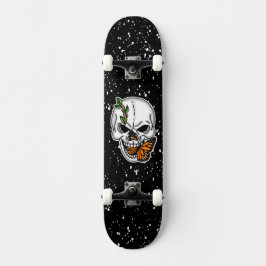 Skull and Monarch Butterfly Digitale Kunst Skateboard