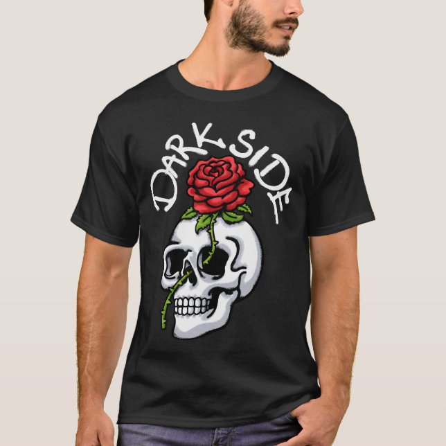 Skull and Red Rose streetwear T-Shirt (Vorderseite)