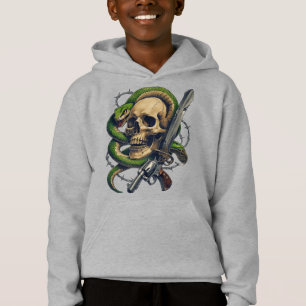 Skull and Snake Warrior - Dark Gothic Gunslinger Hoodie