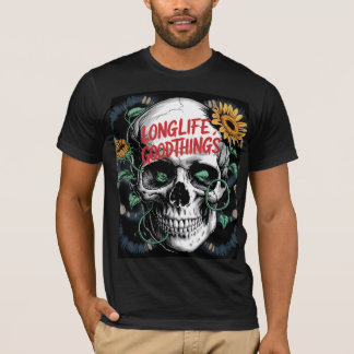 Skull and Sunflower Graphic T - Shirt Design for M