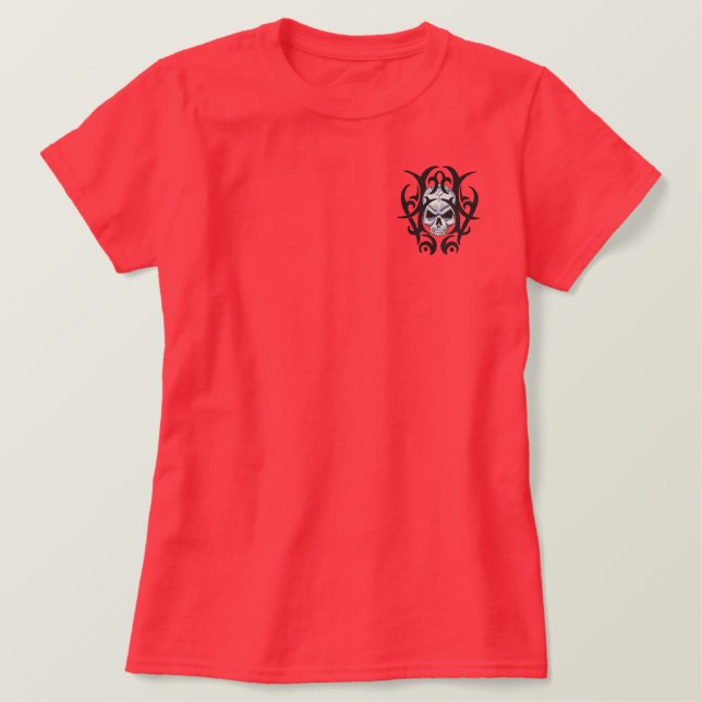Skull Art Besticktes T-Shirt (Design vorne)